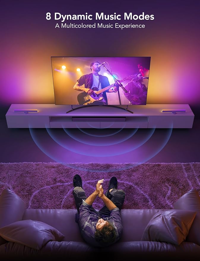 Govee RGBIC Light Bars, 15 Inches WiFi TV Backlight Suitable for 45-70 inch TVs, Smart Light Bars with Multiple Placement Options, Work with Alexa and Google Assistant, White