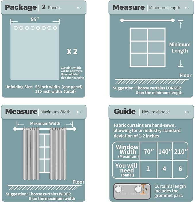 BGment Blackout Curtains for Bedroom - Grommet Thermal Insulated Room Darkening Curtains for Living Room, Set of 2 Panels, Each 55 x 69 Inch, Navy Blue