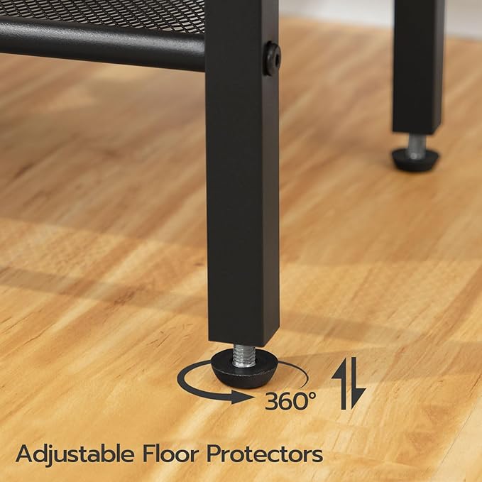 HOOBRO End Table with Charging Station and USB Port, 3-Tier Nightstand with Adjustable Shelf, Small Side Table for Small Space in Living Room, Bedroom and Balcony, Black BB112BZ01