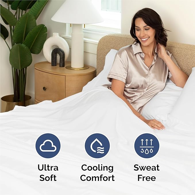 Full 6 Piece Sheet Set - Comfy Breathable & Cooling - Ultra Soft Hotel Luxury Bedding Set with 8-16 Inch Deep Pockets - 1 Flat & 1 Fitted Sheet & 4 Pillowcases - Cozy, Wrinkle Free & Easy Care - White