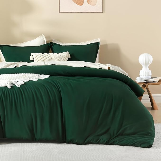 Litanika Dark Emerald Green Comforter California King Size, 3 Pieces Cal King Lightweight Solid Bedding Comforter Set, All Season Fluffy Bed Set (104x96In Comforter & 2 Pillowcases)