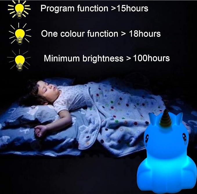 Large Unicorn Night Lights for Kids, 9 Colors silicone Bedside Table Lamps Baby Bedroom Lighting Nursery Children Tap lamp for Toddlers Boys Girls Adults Student Elder Bathroom Outdoor - Large