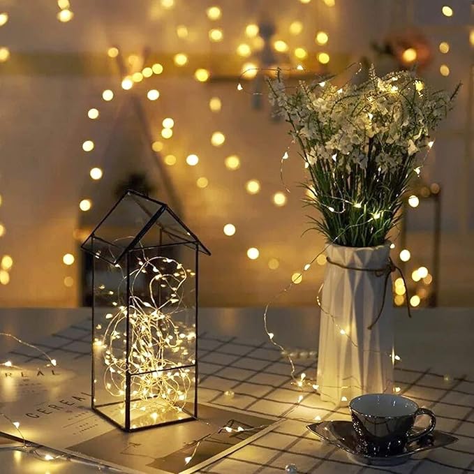 ZNYCYE 50 LED Fairy Lights with Timer,8.2Ft 8 Modes Battery Operated Fairy Lights, 4 Pack Mini Led String Lights for DIY Wedding Bedroom Mason Jar Vases Table Party Christmas Decoration (Warm White)