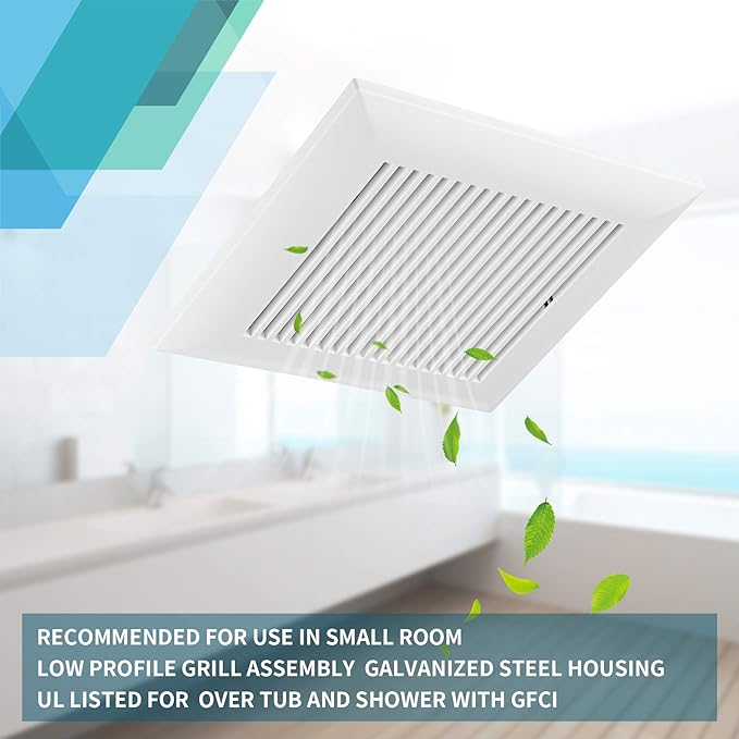 Tech Drive Very-Quiet 80 CFM, 1.5 Sone No Attic access Needed Installation Bathroom Ventilation and Exhaust Fan