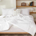 Litanika White Comforters Oversized King Size, 3 Pieces Lightweight Solid Bedding Comforter Set, All Season Fluffy Bed Set (120x98In Comforter & 2 Pillowcases)