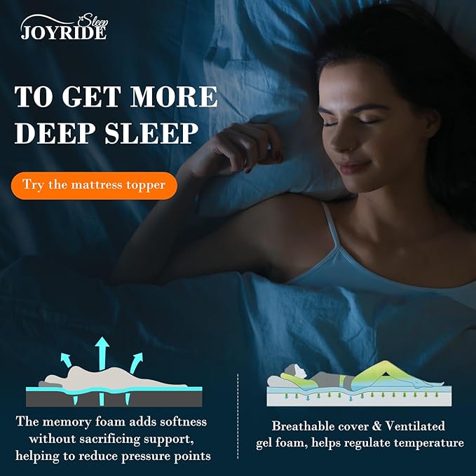 3 Inch Memory Foam Mattress Topper Twin XL, Cooling Gel Bed Topper with Removable Cover, Soft & Pain Relief & Breathable, CertiPUR-US & Oeko-Tex Certified