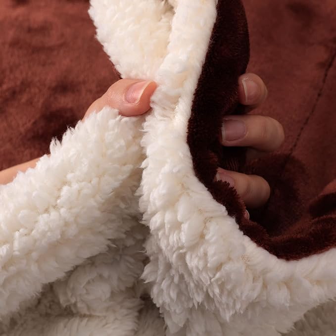 NANPIPER King Size Sherpa Blanket, Soft Fleece Throw for Bed, Reversible Thick Fuzzy Blanket for Winter (Brown, 90x108 inches)