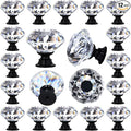12 Packs Crystal Cabinet Knobs Drawer Pulls and Knobs Diamond Dresser Handles Crystal Pulls for Drawers - 30 mm Clear Glass Cabinet Knob with Black Base
