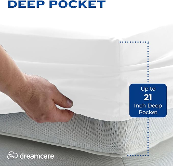 DREAMCARE Full Size Sheets – 4 pcs Cooling Sheets – up to 21” Deep Full Sheet Set – Hotel Luxury Sheets & Pillowcases – Superior Softness 100% Fine Microfiber with Side Pocket – White