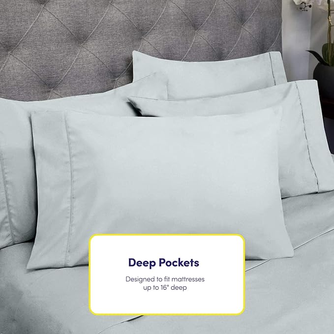 Twin Size Bed Sheets - 4 Piece 1500 Supreme Collection Fine Brushed Microfiber Deep Pocket Twin Sheet Set Bedding - 1 EXTRA PILLOW CASES, GREAT VALUE, Twin, Porclain Blue