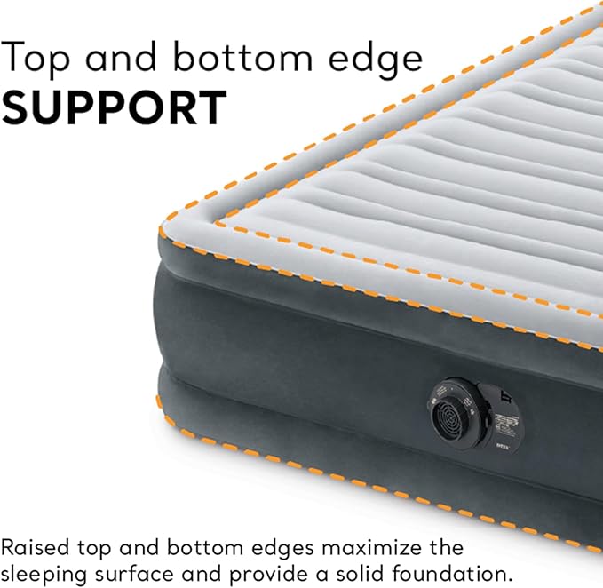 Intex Mid-Rise Air Mattress Bed with Built-in Pump, Dura-Beam Deluxe Comfort Plush, Queen - Portable Luxury Travel Airbed for Adults, Camping, Guests
