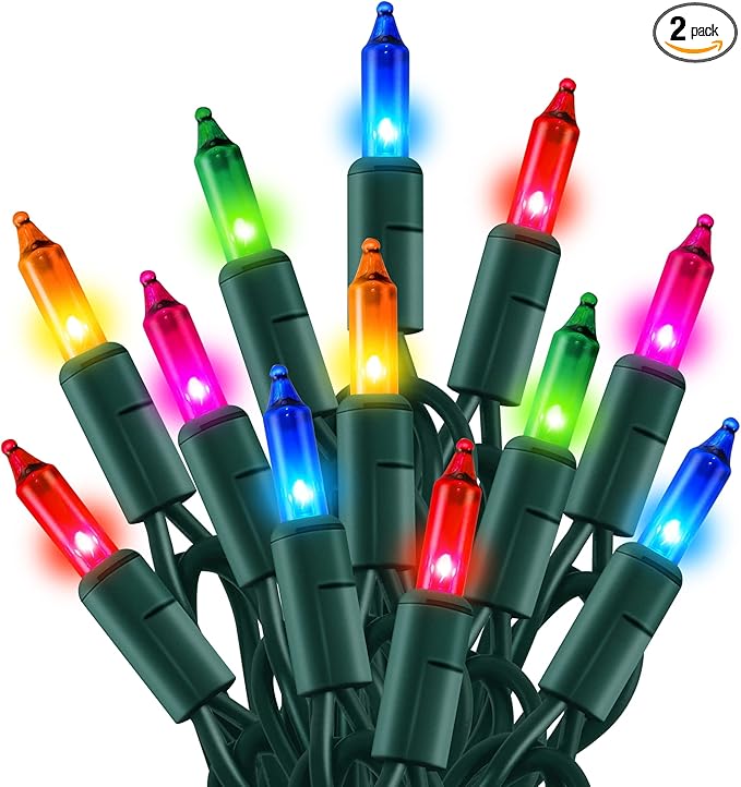 Dazzle Bright Christmas Mini String Lights, 30FT 150 Incandescent Light Up Fairy Lights with UL Certified Xmas Decorations for Indoor Outdoor Yard Party Christmas Tree Decor (Multi-Colored, 1)