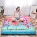 MAXYOYO Bohemian Retro Mattress Boho Floral Japanese Futon Mattress Tatami Floor Mat Foldable Portable Camping, Sleeping Pad, Lounger Couch Bed Full Size