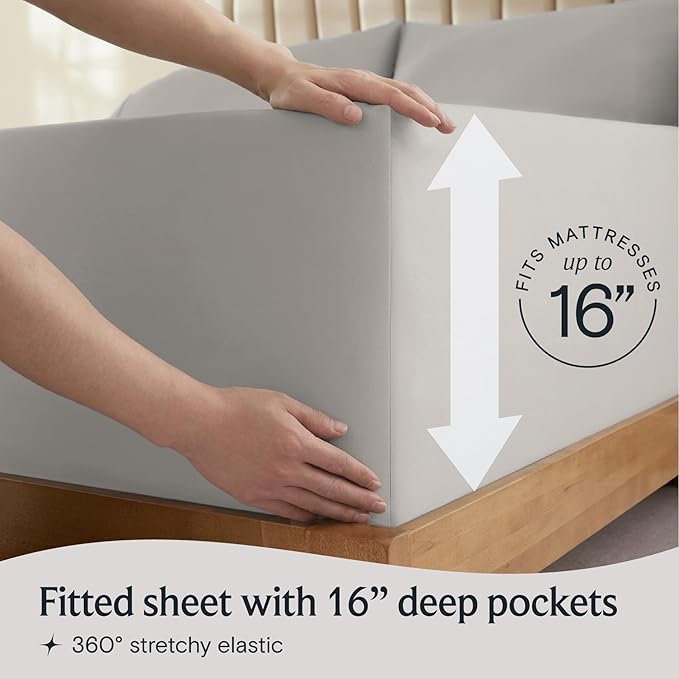 LuxClub 4 PC King Sheet Set, Breathable Luxury Bed Sheets, Deep Pockets Wrinkle Free Cooling Bed Sheets Machine Washable Hotel Bedding Silky Soft - Light Taupe King