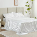 Love's cabin Satin King Sheet Sets - 4 Piece White Silky Sheets King Size Bed Set with Deep Pocket, Luxury Silk Feel King Size Satin Sheet Set (1 Flat Sheet,1 Fitted Sheet,2 Pillow Cases)