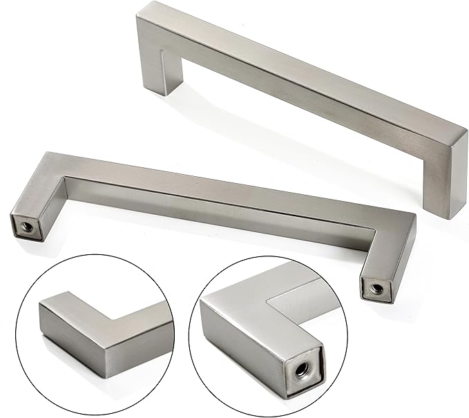 20 Pack 15 Inch Stainless Steel Square Cabinet Pulls, Brushed Nickel Finish, Easy to Install, Durable, Ambidextrous, 384mm Hole Centers