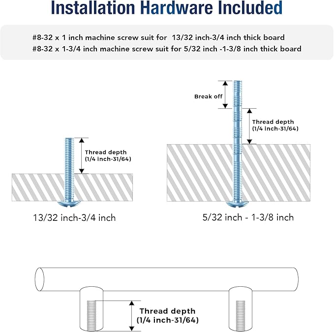JOY DECOR 60 Pack Cabinet Handles, Gold Cabinet Pulls, 7-1/2 in Hole Center Kitchen Cabinet Handles, Stainless Steel T Bar Handles for Dresser Drawers