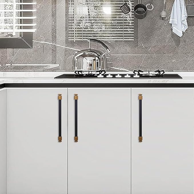 10 Pack 7-1/2 inch(192mm) Black and Antique Brass Kitchen Cabinet Handles Knurled Cabinet Pulls Black Drawer Pulls Kitchen Cabinet Hardware