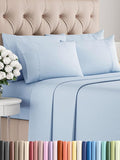 Cal King 6 Piece Sheet Set - Comfy Breathable & Cooling - Ultra-Soft Hotel Luxury Bedding Set w/ 8-16 Inch Deep Pockets - 1 Flat & 1 Fitted Sheet & 4 Pillowcases - Wrinkle Free & Easy Care - Sky Blue