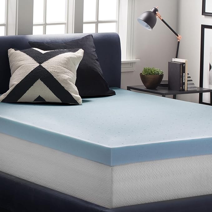 LUCID 4 Inch Gel Memory Foam Mattress Topper-Ventilated Design-Ultra Plush-King