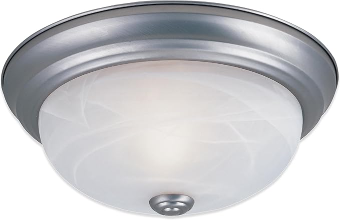 Designers Fountain 13 in 3-Light Flush Mount Ceiling Light, Pewter with Alabaster Glass Shade, 1257M-PW-AL