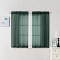 Chyhomenyc Hunter Green Sheer Curtains 45 Inch Long 2 Panels, Short Voile Drapes for Dinning Small Windows Bathroom Living Room Bedroom, Rod Pocket, 42Wx45L Inches