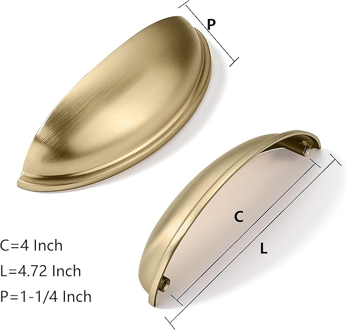 khtumeware 10 Pack 4" Drawer Pulls Champagne Bronze Cabinet Cup Pulls Kitchen Hardware Cabinet Handles Drawer Handles Knobs 4 inch Hole Center
