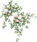 Ling's moment 2PCS Artificial Floral Swags Arch Flowers Wedding Centerpieces Flower Rose Garland Mantel Greenery Arrangements for Sweetheart Welcome Signs Decor Wall Window Home Decor White & Sage