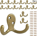 15 Pack Coat Hooks Wall Hooks for Hanging, Heavy Duty Double Prong Metal Hook Wall Mounted for Living Room, Bathroom, Kitchen, Bedroom for Coat, Bag, Scarf, Towel, Hat, Key, Cup (Bronze)