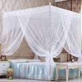 4 Corners Princess Bed Curtain Canopy Canopies for Girls Boys Adults Bed Gift (Queen, White)