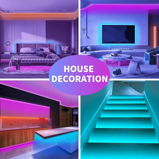 KSIPZE 100ft Led Strip Lights RGB Music Sync Color Changing Bluetooth Led Lights with Smart App Control Remote Led Lights for Bedroom Room Lighting Flexible Home Décor