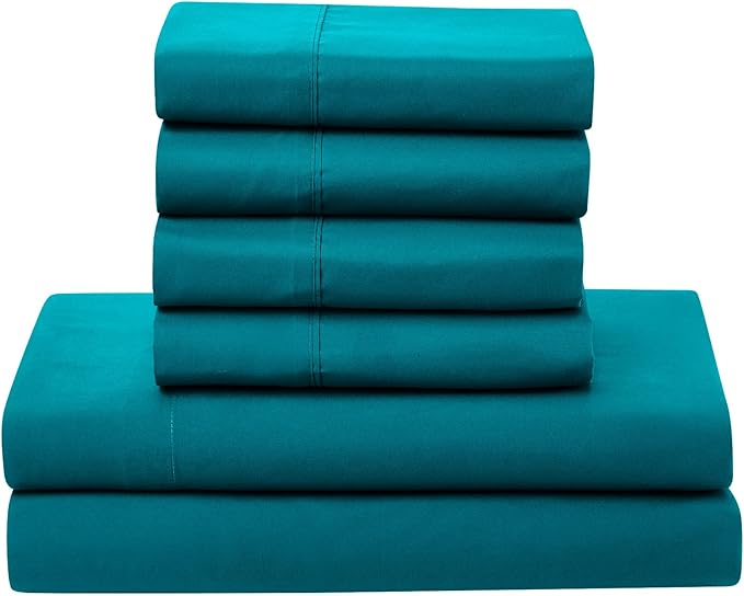 Sweet Home Collection 5 Piece Comforter Set Bag Solid Color All Season Soft Down Alternative Blanket & Luxurious Microfiber Bed Sheets, Teal, Twin
