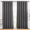 NICETOWN Blackout Curtains Panels for Living Room, 2 Panels, 66 x 92 Inch, Gray, 3 Pass Microfiber Noise Reducing Thermal Insulated Solid Ring Top Blackout Window Drapes