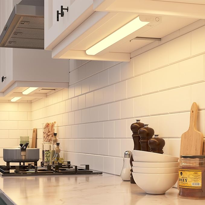 GETINLIGHT 12-inch Hardwired Only 3 Color LED Under Cabinet Lighting, Selectable 3000K/4000K/5000K, Dimmable, Matte White Finished, ETL Listed, IN-0201-11-WH-345K