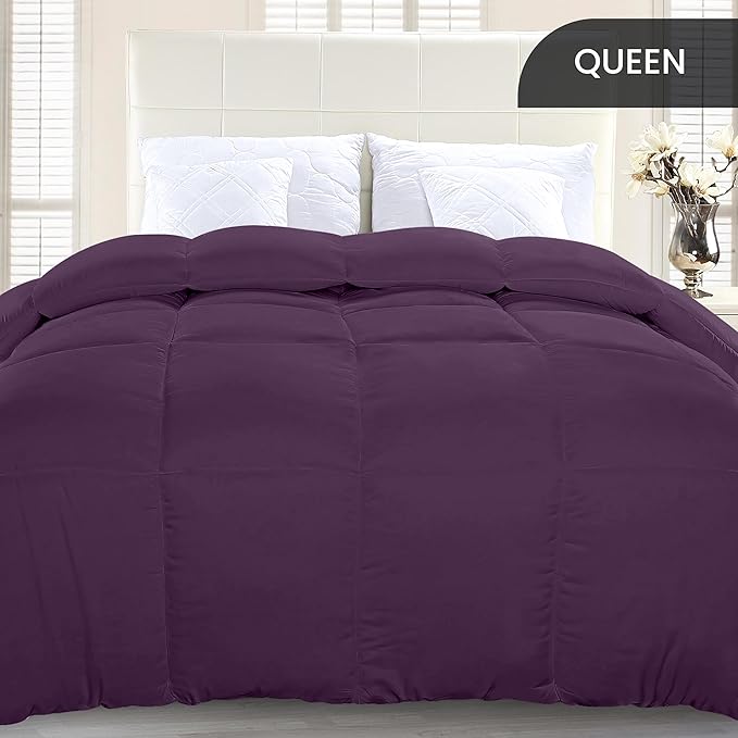 Utopia Bedding Comforter Duvet Insert, Quilted Comforter with Corner Tabs, Box Stitched Down Alternative Comforters Queen Size (Plum)