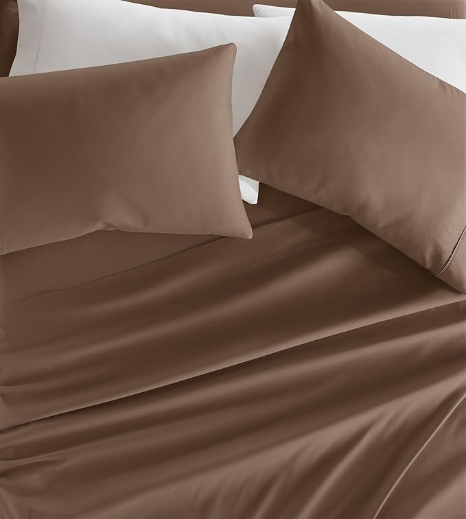 Linen Market Brushed Microfiber Full Sheet Set 4 Piece – Oeko-TEX Certified Ultra Soft & Wrinkle-Free - 16" Deep Pocket Sheets - Easy Care Full Size - Taupe
