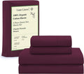 LANE LINEN 100% Organic Cotton Sheets Queen Size, Classic Percale Weave Fully Elasticized Breathable Queen Cotton Sheet Set, Machine Washable Soft & Comfy Queen Sheet Set - Windsor Wine