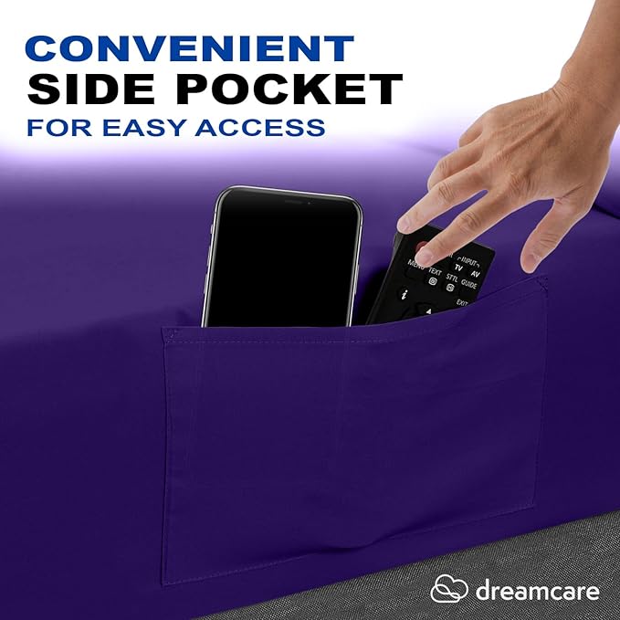 DREAMCARE Full Size Sheets - Cooling Bed Sheets - 4pcs Set - up to 15" Deep Pocket Full Sheet Set - Sheets Full Size Bed - Soft & Long Lasting 100% Fine Brushed Polyester with Side Pocket - Purple