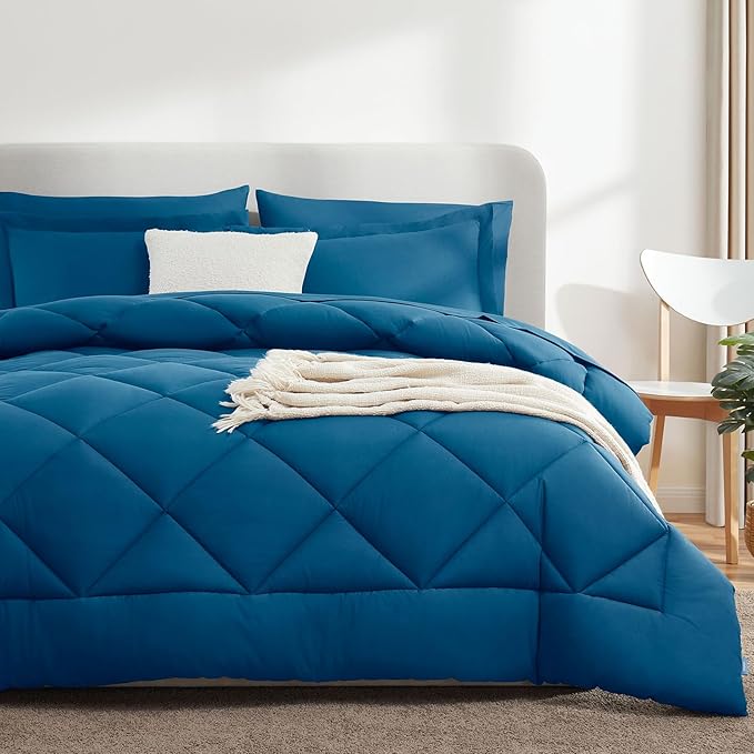 CozyLux King Size Comforter Set Teal - 7 Pieces Bed in a Bag King, Luxury Soft Bed Set for All Seasons, Bedding Set with Down Alternative Comforter, Sheets, Pillowcases & Shams