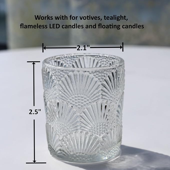 Woho 24pcs Clear Votive Candle Holders, Glass Tea Lights Candle Holder for Wedding Table Centerpiece, Vintage Tealight Candle Holder Decor for Anniversary, Bridal Shower Christmas Party