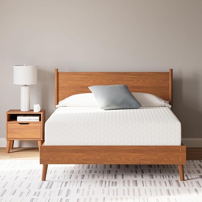 Signature Design by Ashley Queen Size Chime 12 Inch Medium Firm Memory Foam Mattress with Green Tea & Charcoal Gel for Pressure Relief, Fiberglass Free, Mattress In A Box