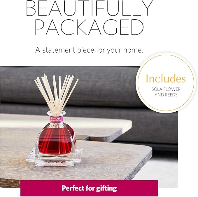 AGRARIA AirEssence Flower and Reed Diffuser Set, Handmade Sola Flower Botanical Home Fragrance Set, Scented Oil Reed Diffuser Gift for All Occasions
