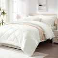 Love's cabin California King Comforter Set Ivory, 7 Pieces California King Bed in a Bag, All Season Bedding Sets with 1 Comforter, 1 Flat Sheet, 1 Fitted Sheet, 2 Pillowcase and 2 Pillow Sham