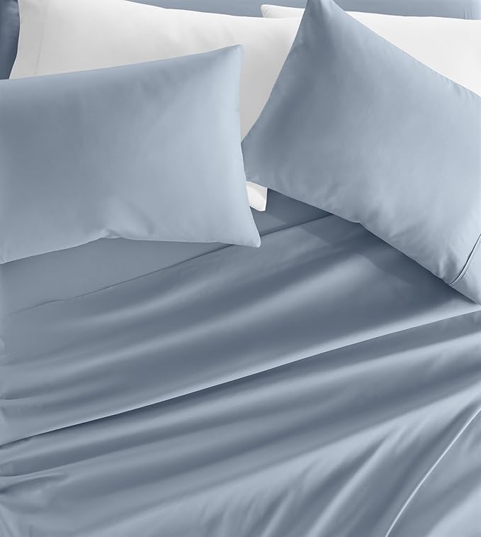 Linen Market Double-Brushed Microfiber California King Sheet Set 4 Piece – Oeko-TEX Certified Ultra Soft & Wrinkle-Free - 16" Deep Pocket Sheets Easy Care Cal-King Size - Light Blue