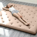 ZonLi Japanese Floor Futon Mattress Full Size 75"x 54", 100% Cotton Cover 4'' Thicken Tatami Mattress, Foldable Sleeping Pad, Portable Dormitory Tatami Mat, Roll Up Floor Lounger Bed for Adult (Khaki)
