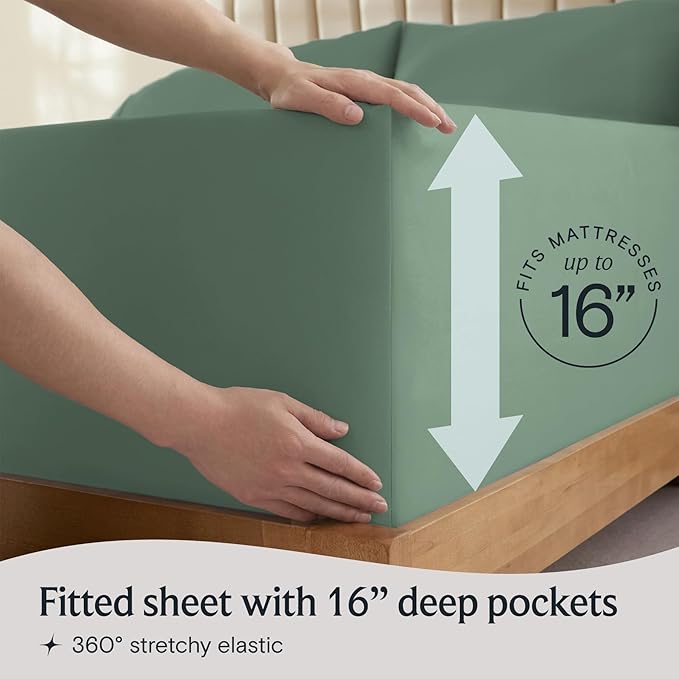 LuxClub 3 PC Sheet Set Sheets Deep Pockets Wrinkle Free Sheets Machine Washable Hotel Bedding Silky Soft - Tree Moss Green Twin