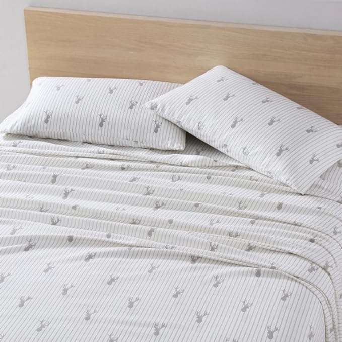 Eddie Bauer - Twin Sheets, Cotton Flannel Bedding Set, Brushed For Extra Softness, Cozy Home Decor (Deer Lodge, Twin)