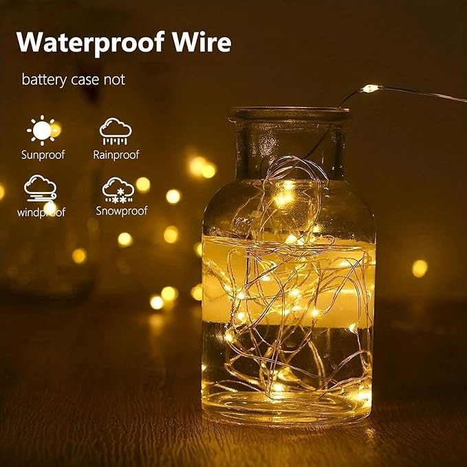 8-Pack Fairy Lights Battery Operated with Timer, Waterproof 16FT 50 LED String Lights Indoor Outdoor, Cuttable Starry Fairy Lights for Christmas Home Bedroom Wedding DIY Centerpiece Decor (Warm White)