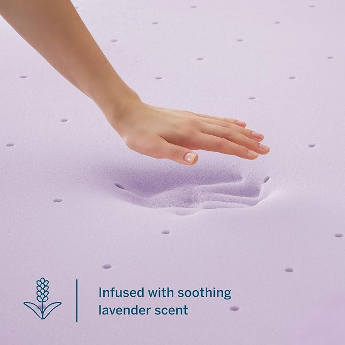 LUCID 2 Inch Lavender Infused Memory Foam Mattress Topper, Twin XL Size – Ventilated Design – Pressure Relieving Bed Topper - Mattress Pad – CertiPur Certified