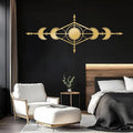 Hfrolixit Moon Phase Metal Wall Decor, Boho Moon Metal Wall Art, Celestial Wall Decor, Scandinavian Natural Wall Art, Astrology Wall Hanging (Gold, 41"x17"/105x42cm)